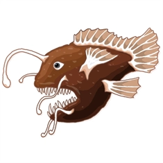 Under the Sea Theme Angler Fish Transparent Sticker
